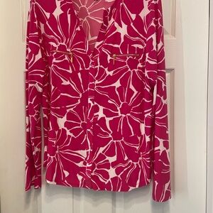 Pink Floral Long Sleeve Blouse
